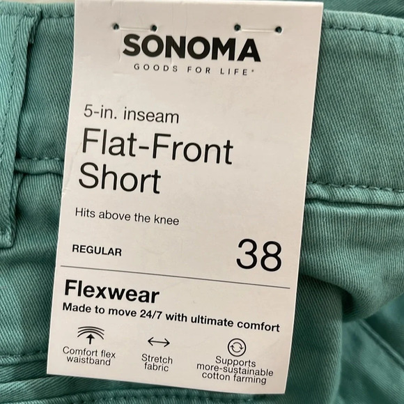 Sonoma Goods For Life 5" Flexwear Flat-Front Shorts With Pockets Size 38 NEW - Picture 4 of 8